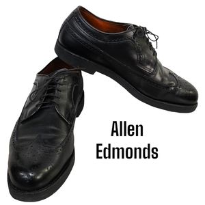 Allen Edmonds black wingtip oxford dress shoes men's size 10.5 D